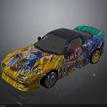 Vibrant Graffiti Sports Car Body Design With Colorful Art And Shiny Wheels