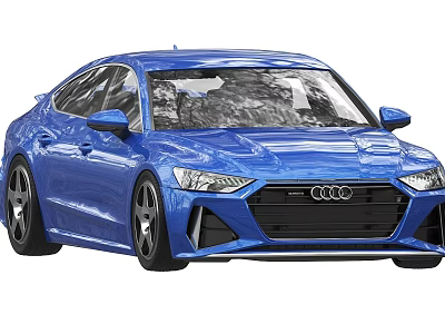 Blue Audi Sedan Showcasing Modern Sporty Exterior Design And Headlights 3d model