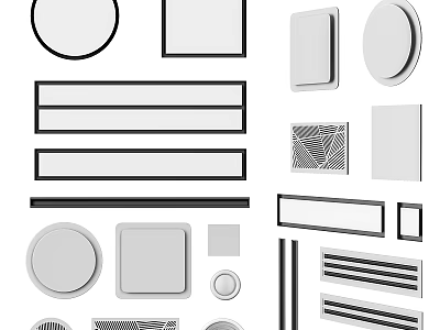 Minimalist Decorative Ornament Set with Circular Square Rectangular Shapes and Striped Patterns for Home Decor 3d model
