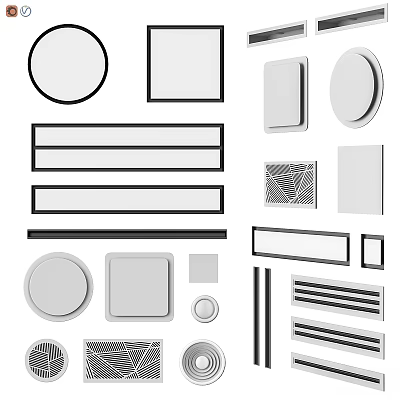 Minimalist Decorative Ornament Set with Circular Square Rectangular Shapes and Striped Patterns for Home Decor 3d model