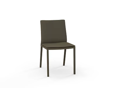 Modern Brown Dining Chair With Leather Backrest And Metal Legs Design 3d model