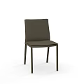 Modern Brown Dining Chair With Leather Backrest And Metal Legs Design