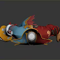 Man 3D Model With Colorful Red Blue Costume And Decorative Shoulder Design