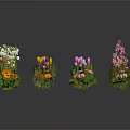 Colorful Various Flowers And Green Plants Arranged In Circle With Different Varieties