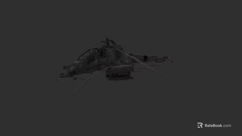 Military Camouflage Attack Helicopter With Rotors And Weapon Systems Design 3d model 