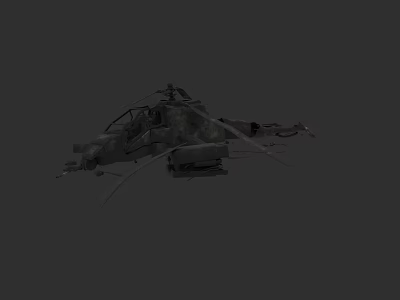 Military Camouflage Attack Helicopter With Rotors And Weapon Systems Design 3d model