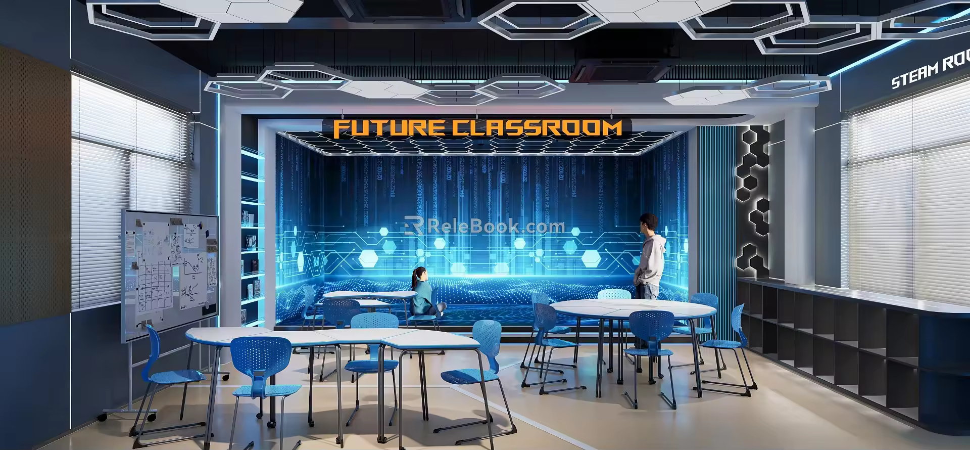 Modern science and technology wisdom holographic projection multimedia classroom 3d model