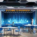 Modern science and technology wisdom holographic projection multimedia classroom 3d model