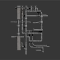 Industrial Equipment Complex Pipeline System With Multiple Pipes Valves And Connectors