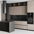 Modern Kitchen Cabinets Design With Light Gray Finish Marble Counter And Island Appliances