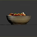 Delicious Penne Pasta with Fresh Tomatoes and Basil Leaves in Dark Bowl on Wooden Plate