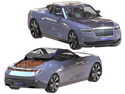 Modern Blue Convertible Car With Sleek Exterior And Open Top Design 3d model