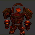 Fierce Red Mechanical Guardian Construct With Glowing Core And Armor Plates 3d model