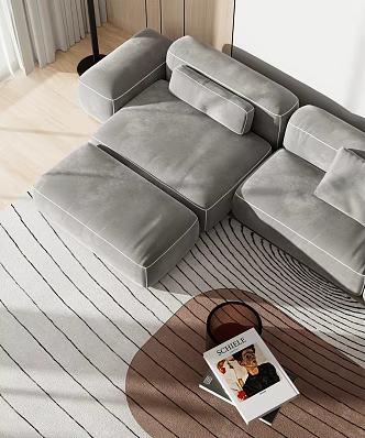 Modern living room sofa coffee table combination 3d model