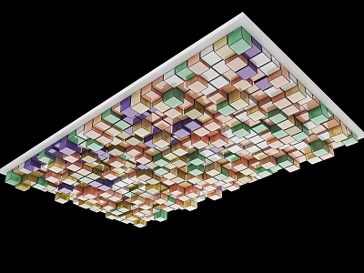 Modern Ceiling Design With Colorful Cubes Arrangement In Geometric Pattern 3d model