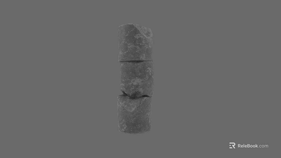 Landscape Sculpture With Stacked Stone Blocks And Rough Texture In Gray Background 3d model 