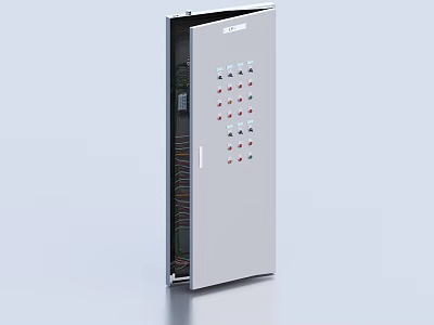 Industrial Control Panel With Metal Enclosure Electrical Switches And Internal Wiring 3d model