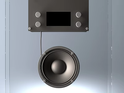 Black Headphone Speaker Featuring Control Panel Buttons Display Screen And Circular Speaker 3d model