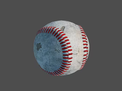 Classic Worn Baseball Sports Equipment With Red Stitching And Textured Surface 3d model