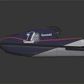Stylish Modern Blue Racing Yacht With Red And White Stripes