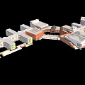 Modern School Campus Buildings With Connected Structures And Architectural Design Elements 3d model