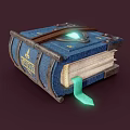 Vintage Blue Book With Leather Strap Metal Buckle And Glowing Green Decoration