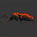 Vibrant Red And Black Spotted Beetle With Detailed Legs On Dark Background