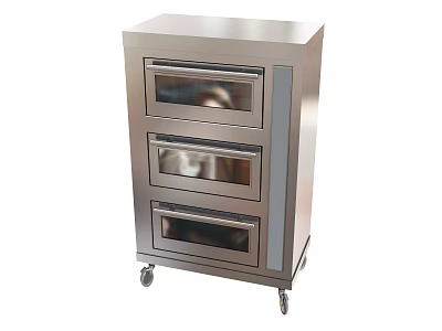 Professional Stainless Steel Three-Tier Commercial Kitchen Oven Equipment With Wheels 3d model