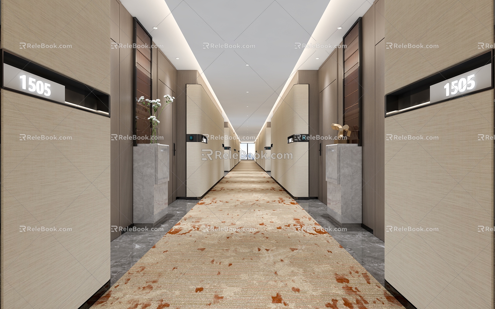 Hotel aisle 3d model