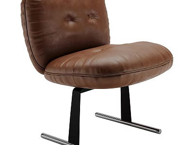 Brown Leather Sofa And Coffee Table Combination With Black Metal Legs Modern Living Room Design 3d model