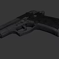Black Metallic Pistol Firearm Weapon With Detailed Grip And Trigger Design