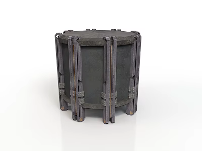 Circular Metal Frame Container With Dark Panels Support Legs And Fasteners 3d model