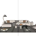 Modern Cream Style Sofa Coffee Table Combination Fabric Sofa Corner Sofa Casual Sofa Floor Lamp 3d model
