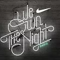 Neon Decorative Light With Live Sun The Night Text Nike Logo And Paris Wooden Wall