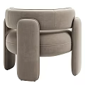 Beige Velvet Accent Chair with Rounded Arms and Modern Minimalist Design