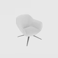 Modern White Leisure Chair With Curved Armrests Sleek Metal Base And Smooth Surface