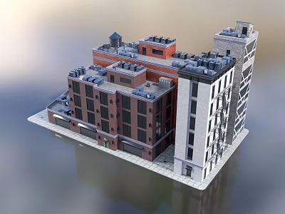 Elegant Single Family House Exterior Featuring Red Brick White Facade Balconies And Roof Structure 3d model