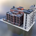 Elegant Single Family House Exterior Featuring Red Brick White Facade Balconies And Roof Structure