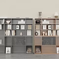 Modern Dual Color Floor Standing Bookshelf With Books Decorations And Built In Warm Ambient Lights