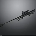 Tactical Heavy Machine Gun With Long Barrel Scope And Metal Frame
