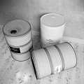 Industrial Equipment With Black White Chanel N°5 Perfume Barrels For Eau De Parfum Toilette