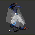 Blue Fantasy Creature Character With Wings Yellow Claws And Orange Accents Standing Pose