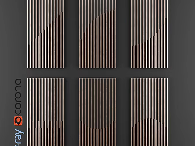 Modern Wall Design With Vertical Stripes And Patterned Metallic Panels 3d model
