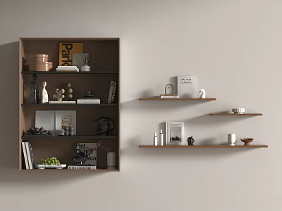 Minimalist Wall Mounted Shelving Unit With Multi Tier Storage For Books Decor And Ornaments 3d model