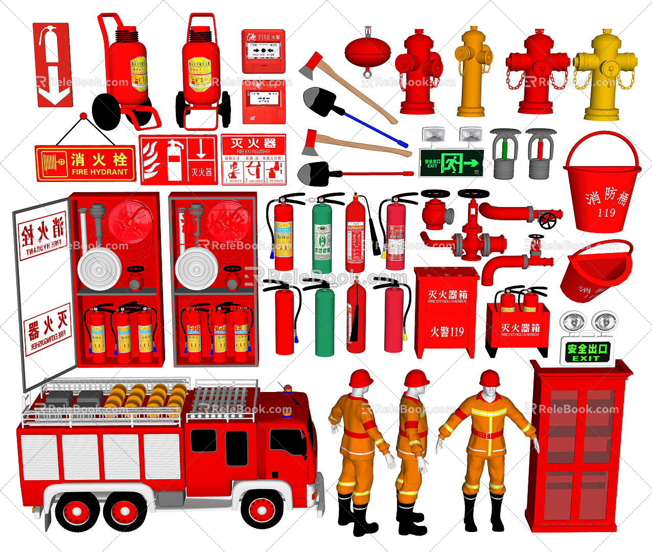 Modern fire-fighting equipment Fire-fighting equipment Protective facilities model