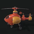 Vintage Red And Yellow Helicopter Toy Model With Rotors And Wheels