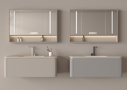 Modern Bathroom Cabinet Hanging Washstand Faucet Mirror Bath Products 3d model