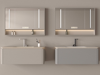 Modern Bathroom Cabinet Hanging Washstand Faucet Mirror Bath Products 3d model