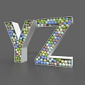 Colorful Balls Filled Y Z Letters With Vibrant Design On Gray Background