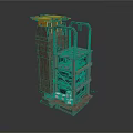 Industrial Equipment Featuring Concrete Structure Yellow Top Machinery Metal Frame Platform And White Boxes